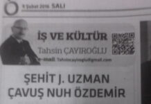 Tahsin ÇAYIROĞLU’nun Akkuşlu Şehidimiz Hakkındaki Yazısı